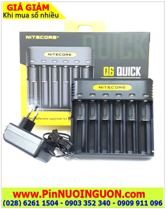 Nitecore Q6; Máy sạc pin Lithium 3.7v Nitecore Q6 _sạc được 1,2,3,4,5,6 Pin 18650,16340,14500, 18500, 17500, 18350,...